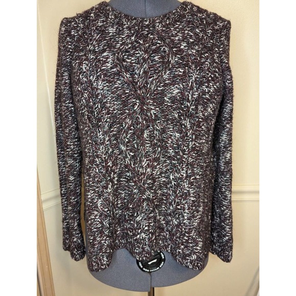 Madewell Firelight Marled Pullover Chunky Cable Knit Split Side Sweater Size L - Picture 4 of 10